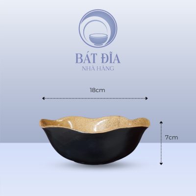 kích thước Tô Sen Men Gốm Nâu Đen