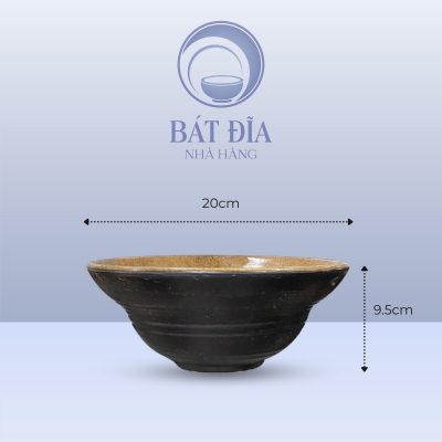 Tô Yêu Men Gốm Nâu Đen - 20cmx9.5cm