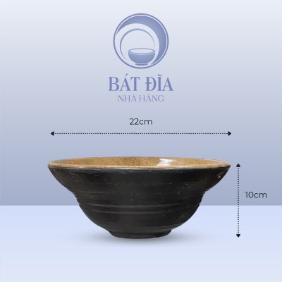 Tô Yêu Men Gốm Nâu Đen - 22cmx10cm