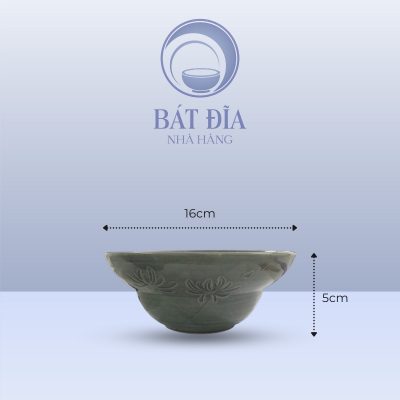 Tô Yêu Men Xanh Khắc Hoa Cúc - 16cmx5cm