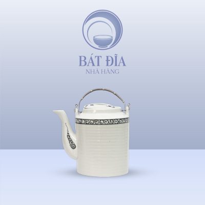 Ấm Tích Men Trắng Vẽ Hoa Dây