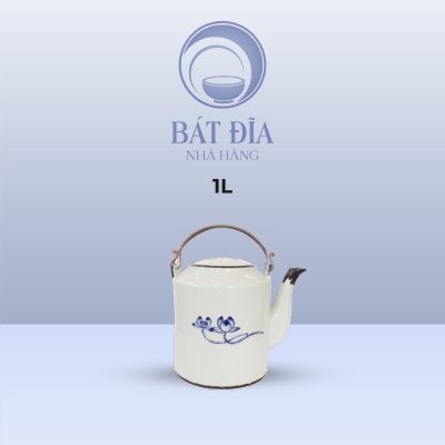 Dung Tích Ấm Tích Men Trắng Vẽ Sen Lam