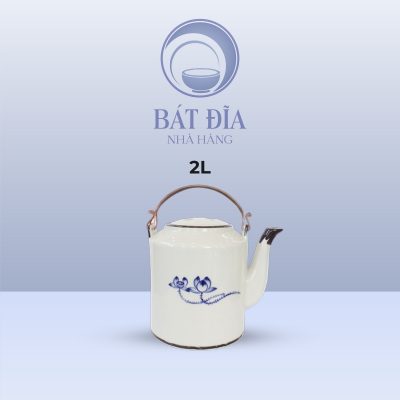 Dung Tích Ấm Tích Men Trắng Vẽ Sen Lam