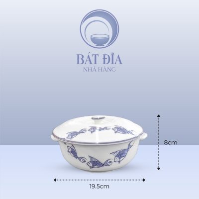 Kích Thước Âu Cơm Men Kem Vẽ Cá Xanh