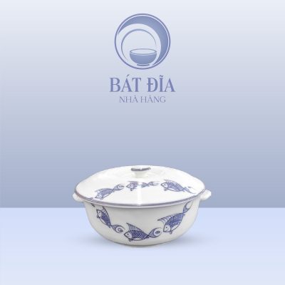 Âu Cơm Men Kem Vẽ Cá Xanh