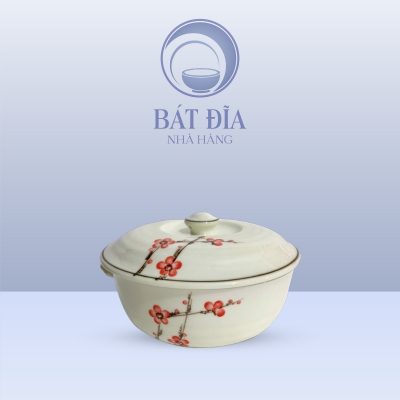 Âu Cơm Men Kem Vẽ Đào Đỏ
