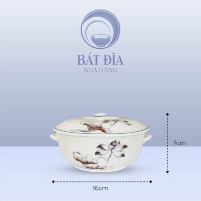Kích Thước Âu Cơm Men Kem Vẽ Sen Nâu