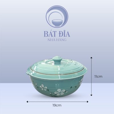 Kích Thước Âu Cơm Men Lam Hoa Đào Trắng