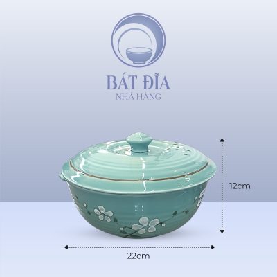 Kích Thước Âu Cơm Men Lam Hoa Đào Trắng