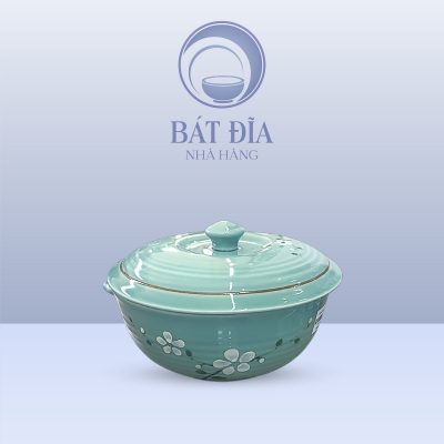 Âu Cơm Men Lam Hoa Đào Trắng