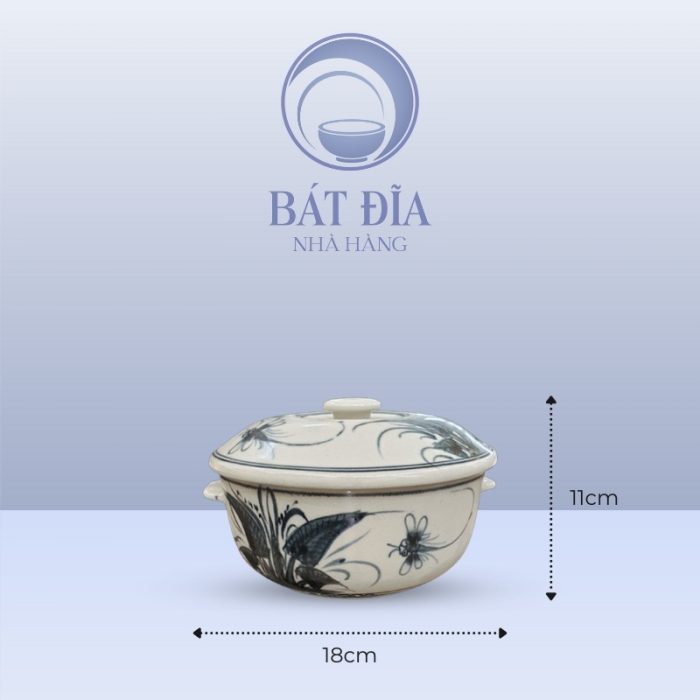 Kích Thước Âu Cơm Men Rạn Vẽ Chuồn Xanh