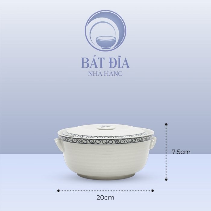 Kích Thước Âu Cơm Men Trắng Vẽ Hoa Dây