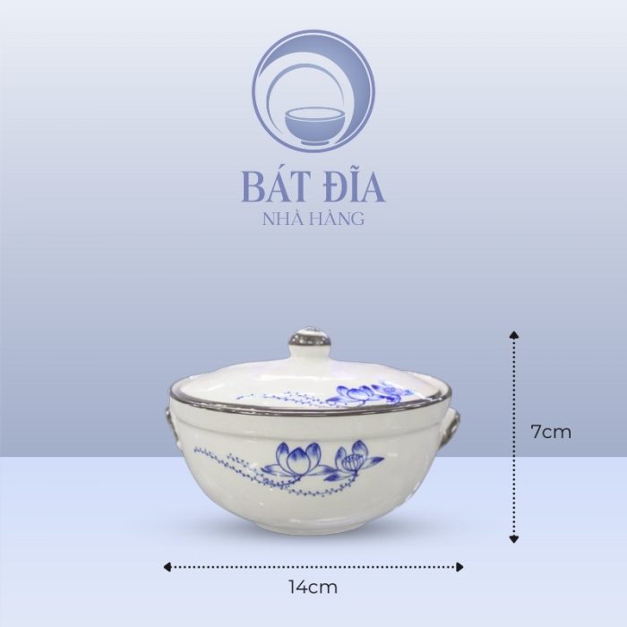 Kích Thước Âu Cơm Men Trắng Vẽ Sen Lam