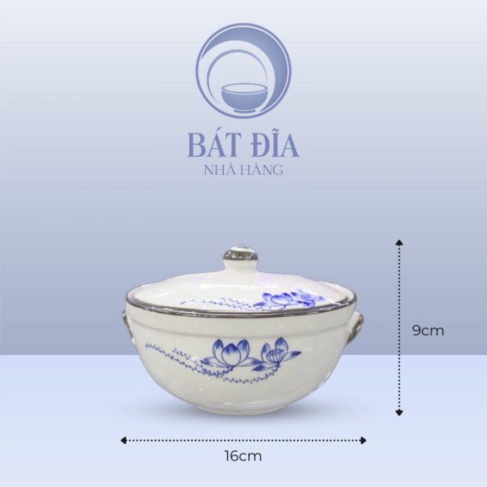 Kích Thước Âu Cơm Men Trắng Vẽ Sen Lam