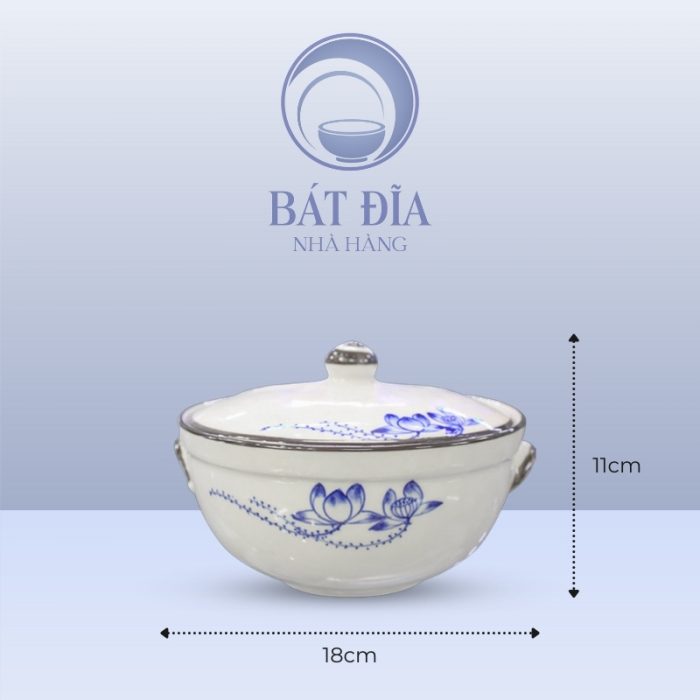 Kích Thước Âu Cơm Men Trắng Vẽ Sen Lam