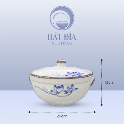 Kích Thước Âu Cơm Men Trắng Vẽ Sen Lam