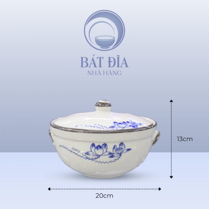 Kích Thước Âu Cơm Men Trắng Vẽ Sen Lam
