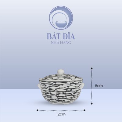 Âu Cơm Men Trắng Vẽ Cá Đàn