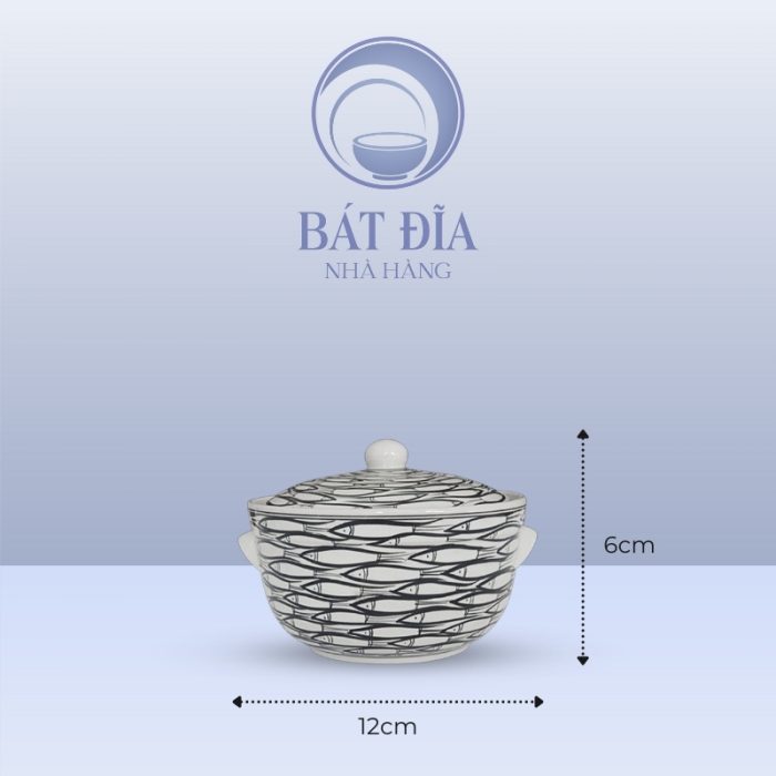 Âu Cơm Men Trắng Vẽ Cá Đàn