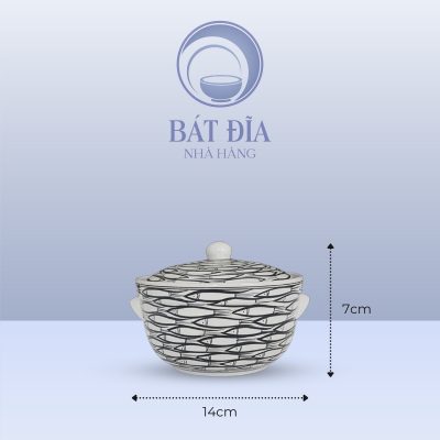 Âu Cơm Men Trắng Vẽ Cá Đàn