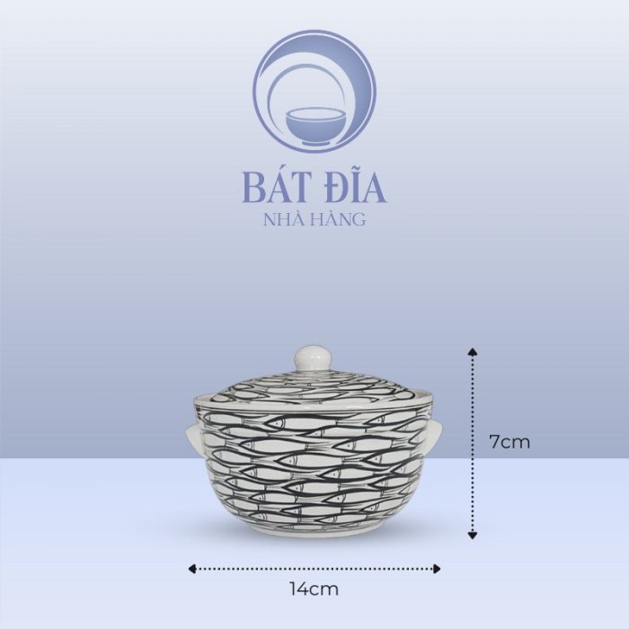 Âu Cơm Men Trắng Vẽ Cá Đàn
