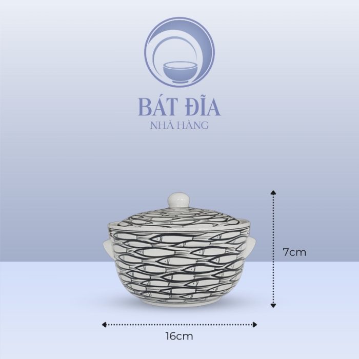 Âu Cơm Men Trắng Vẽ Cá Đàn