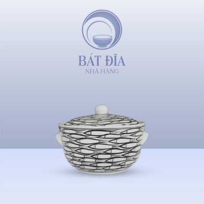 Âu Cơm Men Trắng Vẽ Cá Đàn