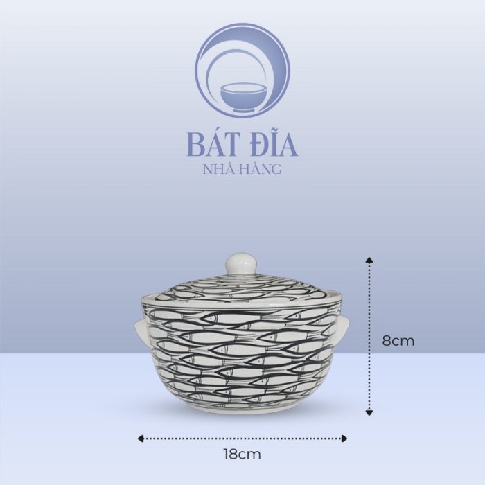 Âu Cơm Men Trắng Vẽ Cá Đàn