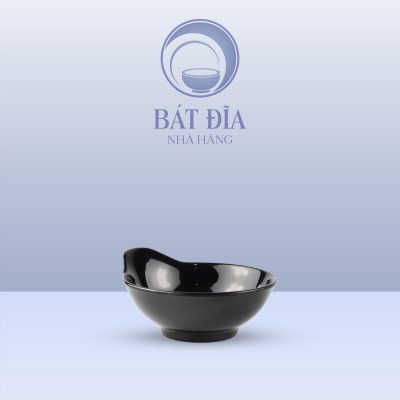 Bát Có Tay Cầm Melamine Đen