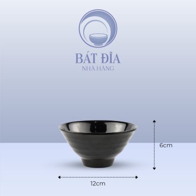 Kích Thước Bát Có Vân Kiểu Nhật Melamine Đen