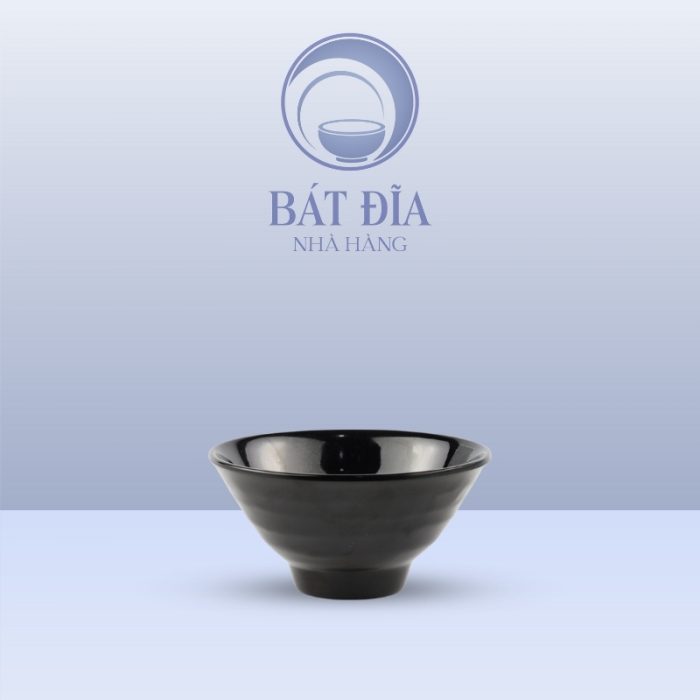 Bát Có Vân Kiểu Nhật Melamine Đen