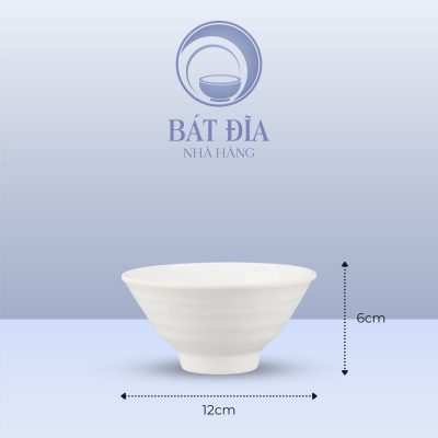 Kích Thước Bát Có Vân Kiểu Nhật Melamine Trắng