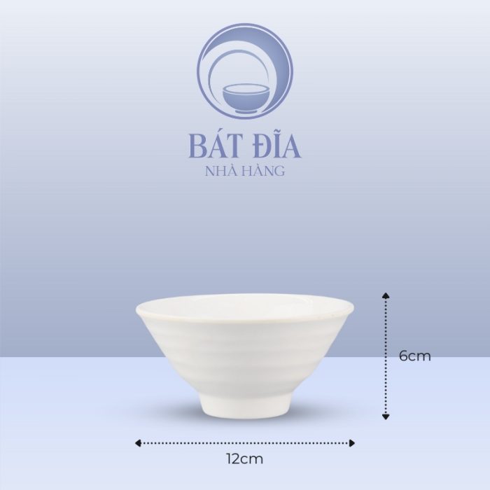 Kích Thước Bát Có Vân Kiểu Nhật Melamine Trắng