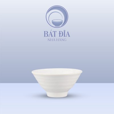 Bát Có Vân Kiểu Nhật Melamine Trắng