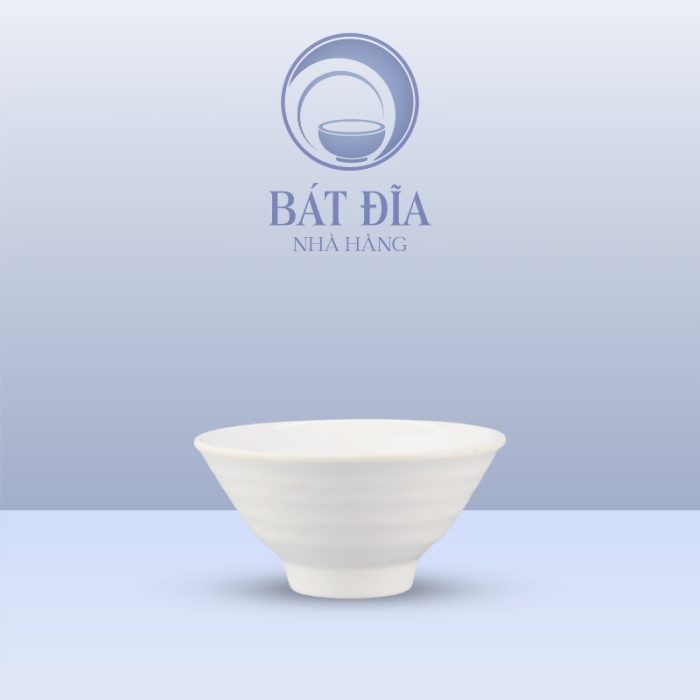 Bát Có Vân Kiểu Nhật Melamine Trắng