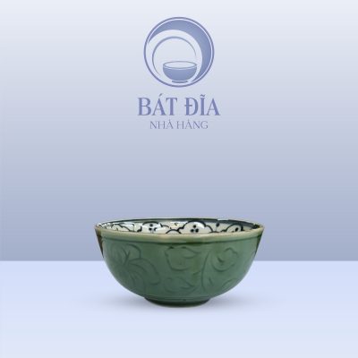 Bát Cơm Bầu Men Xanh Hoa Bèo