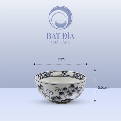 Kích Thước Bát Soup Men Trắng Vẽ Hoa Sen Đen
