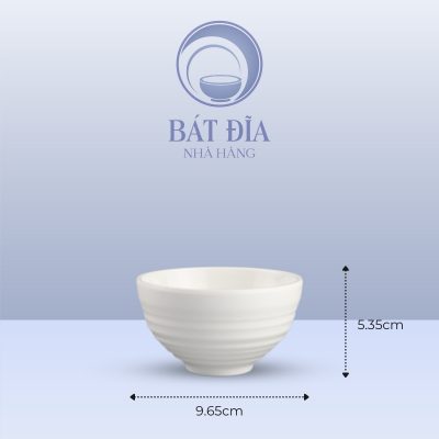 Kích Thước Bát Cơm Gân Nổi Melamine Trắng