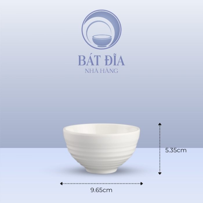 Kích Thước Bát Cơm Gân Nổi Melamine Trắng