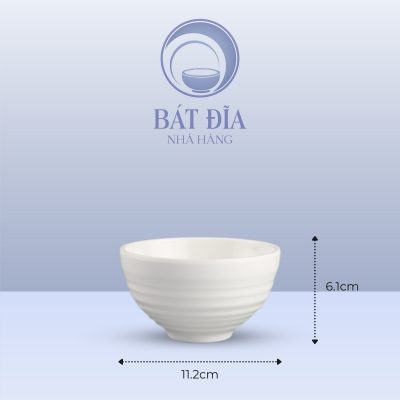 Kích Thước Bát Cơm Gân Nổi Melamine Trắng
