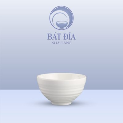 Bát Cơm Gân Nổi Melamine Trắng