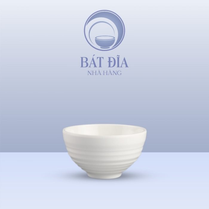Bát Cơm Gân Nổi Melamine Trắng