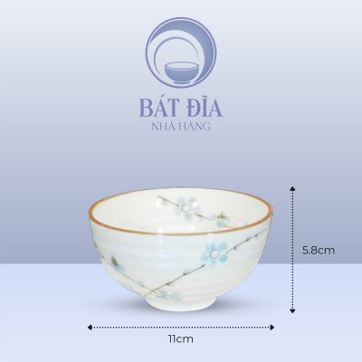 Kích Thước Bát Cơm Men Kem Hoa Đào Xanh