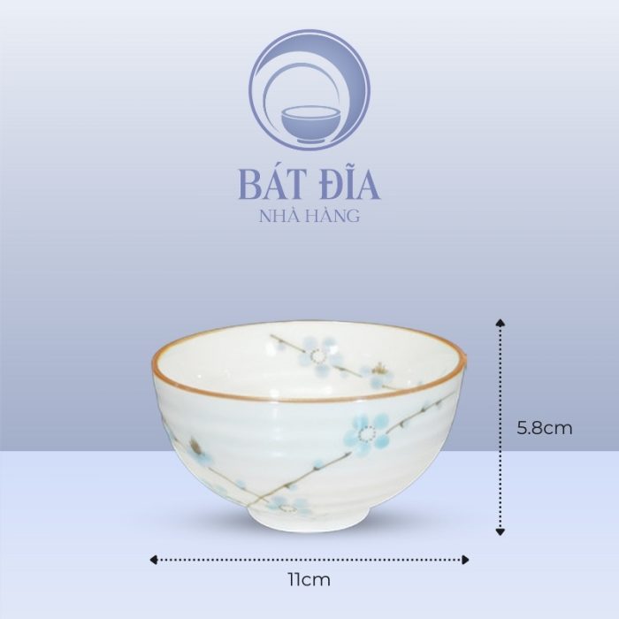 Kích Thước Bát Cơm Men Kem Hoa Đào Xanh