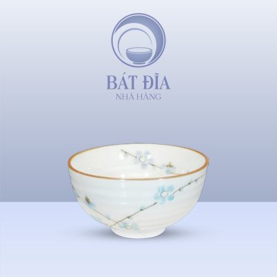 Bát Cơm Men Kem Hoa Đào Xanh