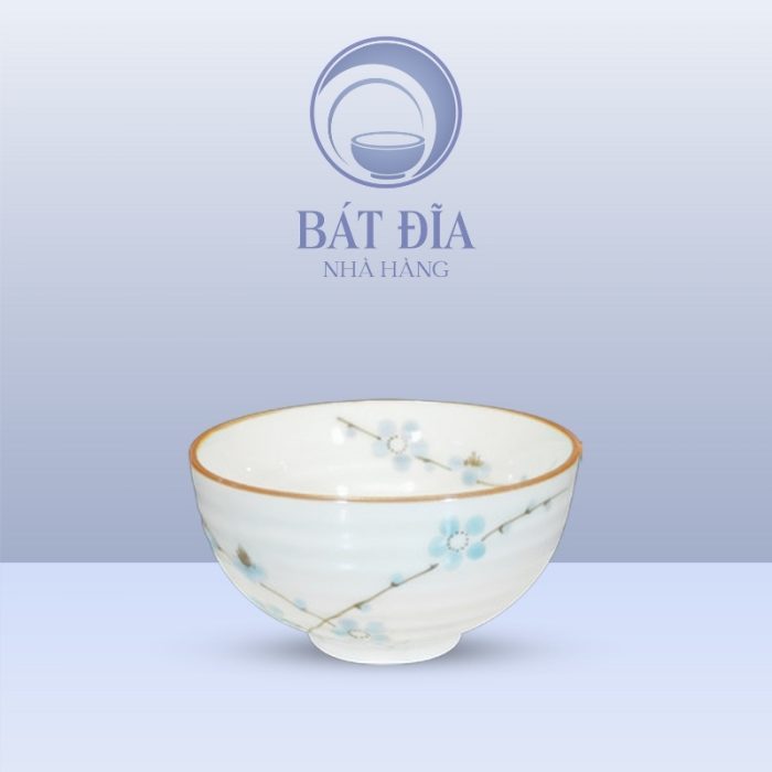Bát Cơm Men Kem Hoa Đào Xanh