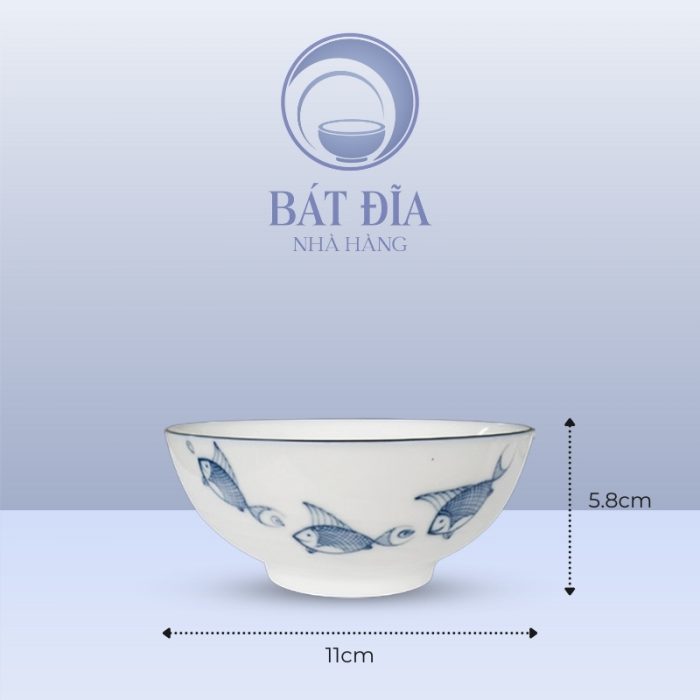 Kích Thước Bát Cơm Men Kem Vẽ Cá Xanh