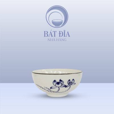 Bát Cơm Men Trắng Vẽ Sen Lam