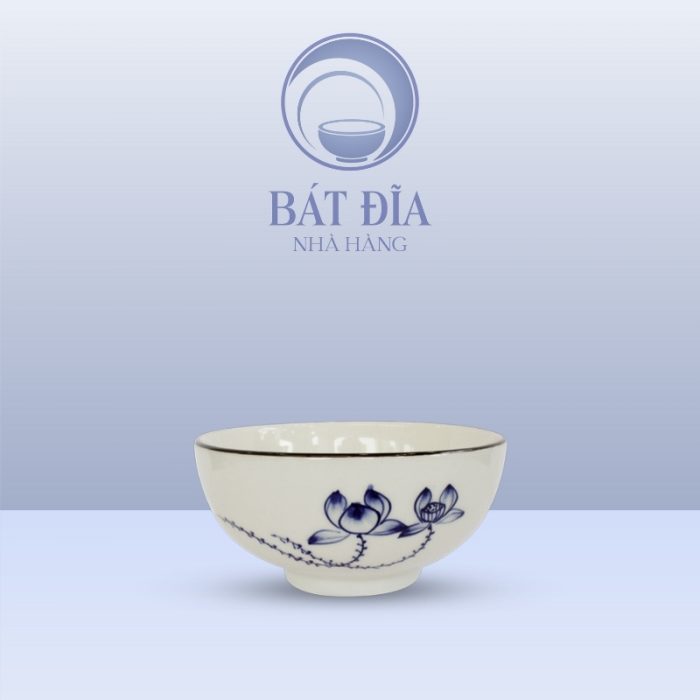 Bát Cơm Men Trắng Vẽ Sen Lam