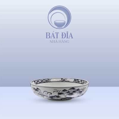 Bát Cơm Nhật Men Trắng Vẽ Sen Đen